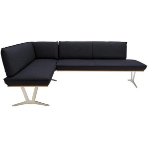 Ambiente Eckbank, Schwarz, Holz, Metall, Leder, Echtleder, Nappaleder, Dickleder, Wildeiche, 4-Sitzer, L-Form, 217x162 cm, Fußauswahl, Lederauswahl, Stoffauswahl, Typenauswahl, in verschiedenen Holzarten erhältlich, Esszimmer, Bänke, Eckbänke