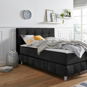 andas Boxspringbett Salo XXL, in Samtoptik oder Struktur, 6 Breiten in Überlänge 220cm, 4 Härtegrade