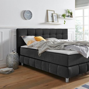 andas Boxspringbett Salo XXL, in Samtoptik oder Struktur, 6 Breiten in Überlänge 220cm, 4 Härtegrade