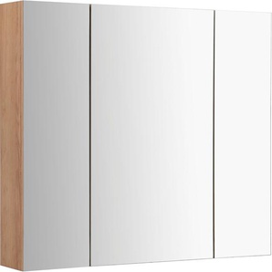 welltime Spiegelschrank Lund Bad Spiegel WC Wandspiegel Badezimmerspiegel ohne LED Badschrank Badezimmerspiegelschrank Spiegel Breite 80cm mit 3 Türen