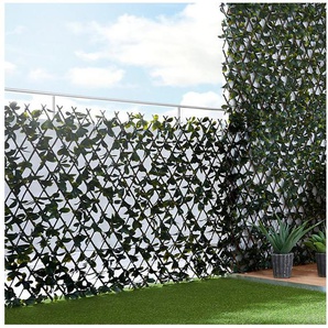 Andiamo Kunsthecken-Sichtschutz Spalier Blätter, ausziehbarer Zaun, mit Kunstranke, natürliche Optik, Sichtschutz