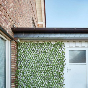 Andiamo Kunsthecken-Sichtschutz Spalier Blätter, ausziehbarer Zaun, mit Kunstranke, natürliche Optik, Sichtschutz