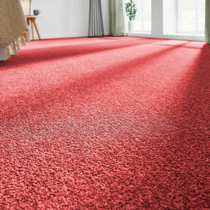 ANDIAMO Teppichboden Kräuselvelours Ines Teppiche Uni Farben, Breite 400 cm, strapazierfähig & pflegeleicht Gr. B: 400cm, 8,5mm, L: 1400cm, rot