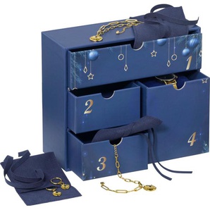 Aniston JEWELRY & WATCHES Adventskalender Schmuckset Geschenk Weihnachten Armbanduhr Halskette Armband Creolen (Set, 7-tlg), Kristallsteine (synth)