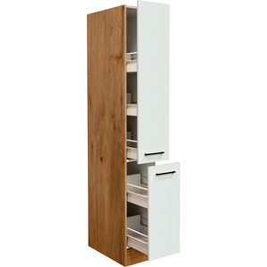 Apothekerschrank FLEX-WELL Vintea Schränke Gr. B/H/T: 30 cm x 200 cm x 57,1 cm, 2 St., beige (magnolia matt, lancelot oak) (B x H T) 30 200 57 cm, mit 5 Ablagen