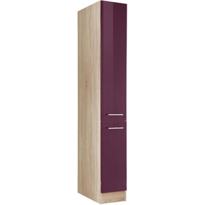 Apothekerschrank KOCHSTATION KS-Eton Schränke Gr. B/H/T: 30cm x 200cm x 60cm, lila (aubergine hochglanz)