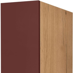 Apothekerschrank NOBILIA Easytouch, mit 5 Einhängekörben, Breite 30 cm, Höhe 216,6 cm Schränke Gr. B/H/T: 30cm x 216,6cm x 58,3cm, rot (front: lacklaminat rostrot ultramatt, korpus: eiche sierra nachbildung) vormontiert, Ein- und Auszugsdämpfung