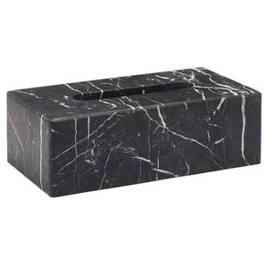 Aquanova Taschentuchbox Nero, Schwarz, Stein, 14.4x9.2x27.3 cm, Badaccessoires, Waschplatzzubehör, Taschentuchboxen