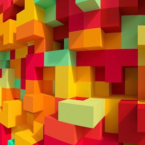 ARCHITECTS PAPER Fototapete 3D Cubes Colour Tapeten Vlies, Wand, Schräge Gr. B/L: 5 m x 2,5 m, bunt (gelb, grün, orange) Fototapeten 3D