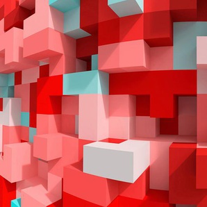 ARCHITECTS PAPER Fototapete 3D Cubes Red Tapeten Vlies, Wand, Schräge Gr. B/L: 5 m x 2,5 m, bunt (rosa, rot, türkis) Fototapeten 3D