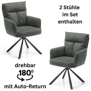 Armlehnstuhl STOLKOM Sofia, grau (grau, schwarz, schwarz), B:60cm H:93cm T:67cm, Polyester, Stühle, 180 grad drehbar mit Auto-Return, Federkern im Sitz