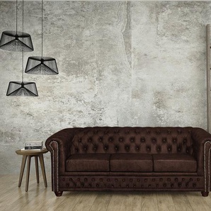 Sofa Kamaru 3-Sitzer Kunstleder Braun Kunstleder 203 x 72 x 86cm Industrial