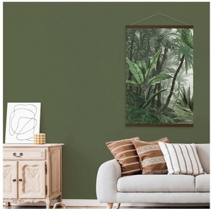 Art for the home Leinwandbild Jungle Landschaft Grun, (1 St), Luxus Kakemono Leinen Wandposter 100x70cm