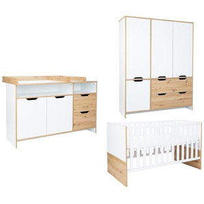 arthur berndt Babymöbel-Set Babyzimmer Set »Maxim« 3-teilig, (Set, 3-tlg., Babymöbel-Set »Maxim«), Gedämpfte Türen und Schubkästen