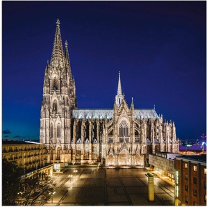 Artland Alu-Dibond-Druck Kölner Dom am Abend, Gebäude (1 St), für Innen- und Außenbereich geeignet, Outdoorbild