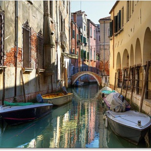 Artland Glasbild Boote auf Kanal in Venedig, Italien (1 St), in verschiedenen Größen