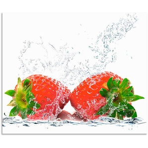 Artland Küchenrückwand Erdbeeren mit Spritzwasser, (1-tlg), Alu Spritzschutz mit Klebeband, einfache Montage