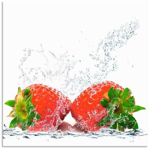 Artland Küchenrückwand Erdbeeren mit Spritzwasser, (1-tlg), Alu Spritzschutz mit Klebeband, einfache Montage