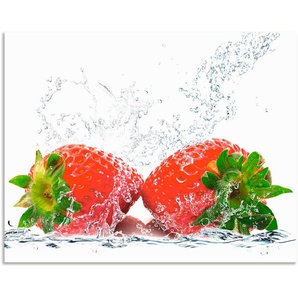 Artland Küchenrückwand Erdbeeren mit Spritzwasser, (1-tlg), Alu Spritzschutz mit Klebeband, einfache Montage