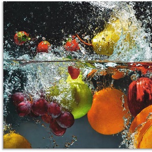 Artland Küchenrückwand Spritzendes Obst auf dem Wasser, (1-tlg), Alu Spritzschutz mit Klebeband, einfache Montage