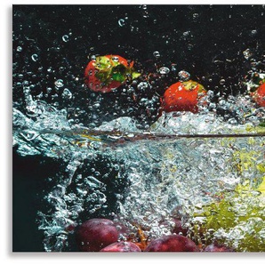 Artland Küchenrückwand Spritzendes Obst auf dem Wasser, (1-tlg), Alu Spritzschutz mit Klebeband, einfache Montage