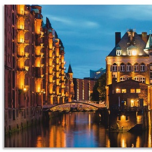 Artland Küchenrückwand Teil der alten Speicherstadt in Hamburg, (1-tlg), Alu Spritzschutz mit Klebeband, einfache Montage