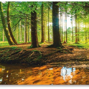 Artland Küchenrückwand Wald mit Bach, (1-tlg), Alu Spritzschutz mit Klebeband, einfache Montage