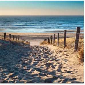 Artland Küchenrückwand Weg zum Nordseestrand Sonnenuntergang, (1-tlg), Alu Spritzschutz mit Klebeband, einfache Montage