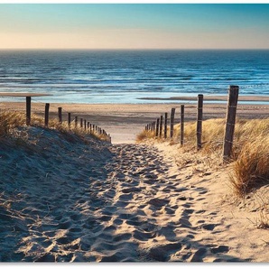 Artland Küchenrückwand Weg zum Nordseestrand Sonnenuntergang, (1-tlg), Alu Spritzschutz mit Klebeband, einfache Montage