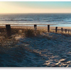 Artland Küchenrückwand Weg zum Nordseestrand Sonnenuntergang, (1-tlg), Alu Spritzschutz mit Klebeband, einfache Montage