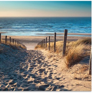 Artland Küchenrückwand Weg zum Nordseestrand Sonnenuntergang, (1-tlg), Alu Spritzschutz mit Klebeband, einfache Montage