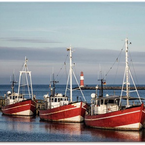 Artland Leinwandbild Fischerboote und Mole in Warnemünde, Boote & Schiffe (1 St), auf Keilrahmen gespannt