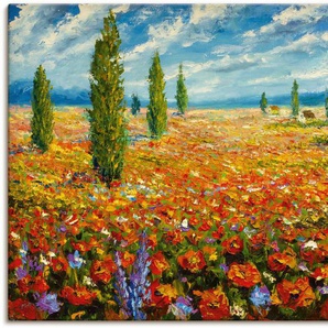 Artland Leinwandbild Mohnblumenwiese, Blumenwiese (1 St), auf Keilrahmen gespannt