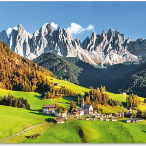 Artland Wandbild Alpen Berge Santa Maddalena, Berge & Alpenbilder (1 St), als Alubild, Outdoorbild, Leinwandbild, Poster in verschied. Größen