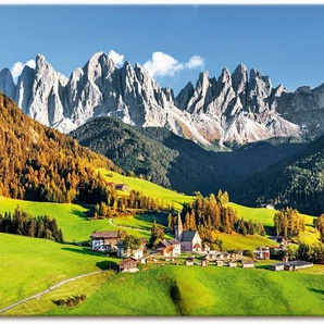 Artland Wandbild Alpen Berge Santa Maddalena, Berge & Alpenbilder (1 St), als Alubild, Outdoorbild, Leinwandbild, Poster in verschied. Größen