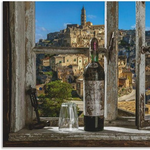 Artland Wandbild Blick aus dem Fenster Matera, Italien, Fenster & Türen (1 St), als Alubild, Outdoorbild, Leinwandbild, Poster, Wandaufkleber