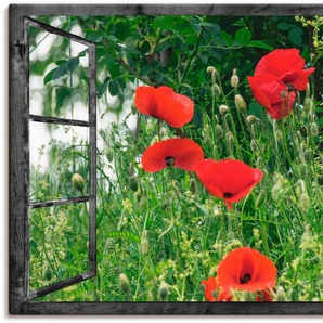 Artland Wandbild Fensterblick - Klatschmohn, Fensterblick (1 St), als Alubild, Outdoorbild, Leinwandbild in verschied. Größen