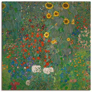 Artland Wandbild Garten mit Sonnenblumen, Blumenwiese (1 St), als Leinwandbild, Poster in verschied. Größen