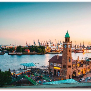 Artland Wandbild Hamburg Hafen und Landungsbrücken, Deutschland (1 St), als Alubild, Outdoorbild, Leinwandbild, Poster, Wandaufkleber