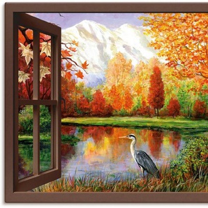 Artland Wandbild Herbst am See Ausblick, Fensterblick (1 St), als Leinwandbild, Poster in verschied. Größen