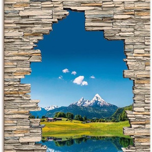 Artland Wandbild Landschaft in den Alpen Blick Steinmauer, Berge & Alpenbilder (1 St), als Leinwandbild in verschied. Größen