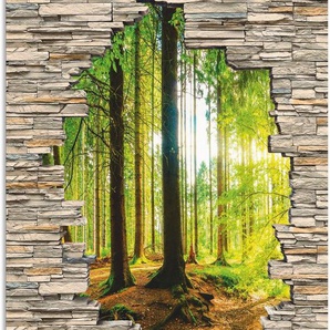 Artland Wandbild Wald mit Bach Blick Stein Mauer, Waldbilder (1 St), als Alubild, Outdoorbild, Poster, Wandaufkleber in verschied. Größen