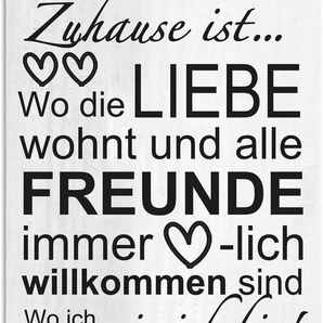 Artland Wandbild Wo die Liebe wohnt, Sprüche & Texte (1 St), als Alubild, Outdoorbild, Leinwandbild, Poster, Wandaufkleber