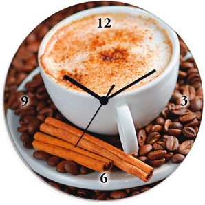 Artland Wanduhr Cappuccino - Kaffee (wahlweise mit Quarz- oder Funkuhrwerk, lautlos ohne Tickgeräusche)