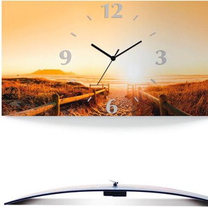 Artland Wanduhr Sonnenuntergang Panorama Strand (3D Optik gebogen, mit Quarz- oder Funkuhrwerk, versch. Größen)