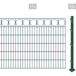 ARVOTEC Doppelstabmattenzaun ESSENTIAL 120 zum Aufschrauben Ring mit Zierleiste Zaunelemente Zaunhöhe 120 cm, Zaunlänge 2 - 60 m Gr. H/L: 120 cm x 22 m, Pfosten: 12 St., grün (dunkelgrün) Zaunelemente