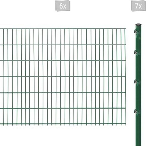 ARVOTEC Doppelstabmattenzaun ESSENTIAL 123 zum Einbetonieren Zaunelemente Zaunhöhe 123 cm, Zaunlänge 2 - 60 m Gr. H/L: 123cm x 12 m, Pfosten: 7 St., grün (dunkelgrün)