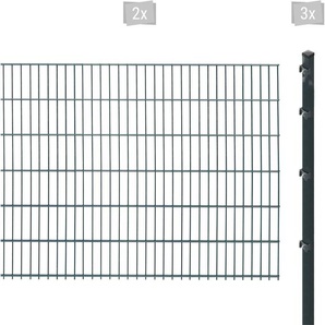 ARVOTEC Doppelstabmattenzaun ESSENTIAL 123 zum Einbetonieren Zaunelemente Zaunhöhe 123 cm, Zaunlänge 2 - 60 m Gr. H/L: 123cm x 4 m, Pfosten: 3 St., grau (anthrazit)