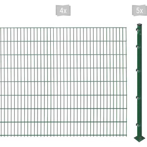 ARVOTEC Doppelstabmattenzaun ESSENTIAL 163 zum Aufschrauben Zaunelemente Zaunhöhe 163 cm, Zaunlänge 2 - 60 m Gr. H/L: 163 cm x 8 m, Pfosten: 5 St., grün (dunkelgrün) Zaunelemente