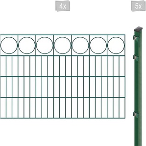 ARVOTEC Doppelstabmattenzaun EXCLUSIVE 80 zum Einbetonieren Ring mit Zierleiste Zaunelemente Zaunhöhe 80 cm, Zaunlänge 2 - 60 m Gr. H/L: 80 cm x 8 m, Pfosten: 5 St., grün (dunkelgrün)